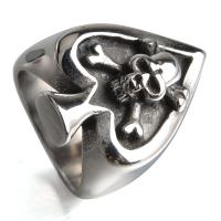 Titanium Steel Finger Ring Skull polished & for man original color Sold By PC