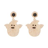 Zinc Alloy Stud Earring with Plastic Pearl Ghost fashion jewelry & Halloween Jewelry Gift & for woman nickel lead & cadmium free Sold By Pair
