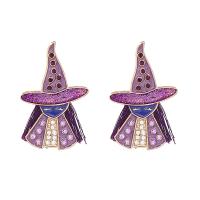 Zinc Alloy Stud Earring Sorcerer fashion jewelry & Halloween Jewelry Gift & for woman & with rhinestone nickel lead & cadmium free Sold By Pair