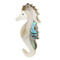 Natural Abalone Shell Pendants, White Shell, with Abalone Shell, Seahorse, fashion jewelry & DIY, multi-colored, 30x58x4mm, Hole:Approx 1mm, 10PCs/Lot, Sold By Lot