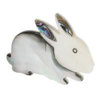 Natural Abalone Shell Pendants, with White Shell, Rabbit, fashion jewelry & DIY, multi-colored, 52x39x4.50mm, Hole:Approx 1mm, 5PCs/Lot, Sold By Lot