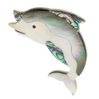 Natural Abalone Shell Pendants, with White Shell, Dolphin, fashion jewelry & DIY, multi-colored, 40x61x4mm, Hole:Approx 1mm, 5PCs/Lot, Sold By Lot