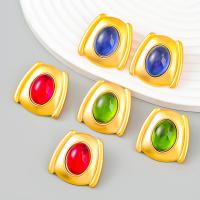 Resin Earring, Tibetan Style, with Resin, gold color plated, fashion jewelry & for woman, more colors for choice, 28x29mm, Sold By Pair