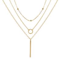 Multi слой ожерелье, Латунь, плакированный настоящим золотом, три части & ювелирные изделия моды & Высокое качество и никогда не выцветает & Женский, 35mm, длина:40 см, 48 см, 52 см, продается указан