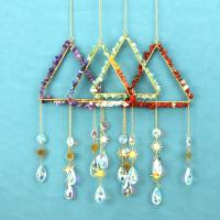 Hanging Ornaments Natural Stone with Crystal & Iron Triangle 450mm Sold By PC