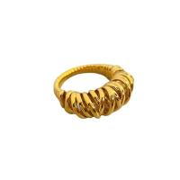 Кольца из латуни, Латунь, 18K золотым напылением, Мужская, не содержит никель, свинец, размер:7, продается PC