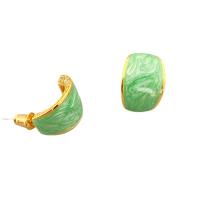 Brass Stud Earring, 18K gold plated, for woman & enamel & with rhinestone, more colors for choice, nickel, lead & cadmium free, 11.50x16.70mm, Sold By Pair