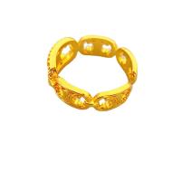 Anillo de dedo de latón, metal, chapado en oro de 18 K, Ajustable & para mujer, libre de níquel, plomo & cadmio, 8mm, diámetro interior:aproximado 17mm, Vendido por UD