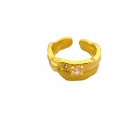 Anillo de dedo de latón, metal, chapado en oro de 18 K, Ajustable & para mujer & con diamantes de imitación, libre de níquel, plomo & cadmio, 9mm, diámetro interior:aproximado 17mm, Vendido por UD