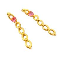 Brass Drop Earring, 18K gold plated, for woman & with rhinestone, more colors for choice, nickel, lead & cadmium free, 6.60x50.60mm, Sold By Pair