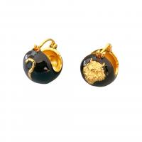 Brass Hoop Earring 18K gold plated embossed & for woman & enamel nickel lead & cadmium free Sold By Pair