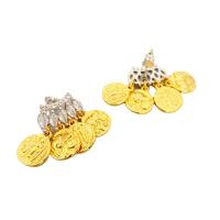 Boucles d'oreilles pendantes en laiton, Plaqué d'or 18K, pour femme & avec strass, protéger l'environnement, sans nickel, plomb et cadmium, 20.60mm, Vendu par paire