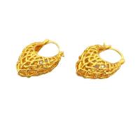 Brass Drop Earring 18K gold plated for woman & hollow nickel lead & cadmium free Sold By Pair