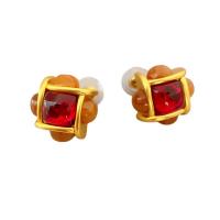 Resin Earring Brass with Resin 18K gold plated for woman nickel lead & cadmium free 20mm Sold By Pair