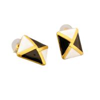 Brass Stud Earring, Envelope, 18K gold plated, for woman & enamel, more colors for choice, nickel, lead & cadmium free, 15x19mm, Sold By Pair
