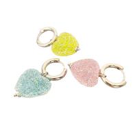 Huggie Hoop Drop Ohrringe, Messing, mit Kristall, Herz, platiniert, für Frau, keine, frei von Nickel, Blei & Kadmium, 19.80x37.60mm, verkauft von Paar