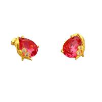 Brass Stud Earring with Crystal Teardrop 18K gold plated for woman & faceted nickel lead & cadmium free Sold By Pair