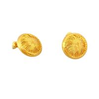 Brass Stud Earring Flat Round 18K gold plated for woman nickel lead & cadmium free 12mm Sold By Pair