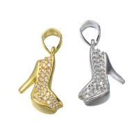 Cubic Zirconia Micro Pave Brass Pendant, Shoes, plated, fashion jewelry & micro pave cubic zirconia, more colors for choice, nickel, lead & cadmium free, 24x11mm, Sold By PC