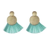 Fashion Fringe Earrings Zinc Alloy with Polyester gold color plated for woman nickel lead & cadmium free Sold By Pair