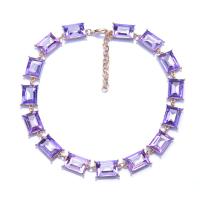 Crystal Zinc Alloy halskæde, med Krystal, med 3.15 extender kæde, guldfarve belagt, forskellige stilarter for valg & for kvinde & med rhinestone, flere farver til valg, nikkel, bly & cadmium fri, Længde 16.54 inch, Solgt af PC