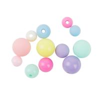 Solid Color Akryl perler, Runde, epoxy sticker, du kan DIY & forskellig størrelse for valg & forskellige stilarter for valg, blandede farver, Solgt af Bag