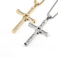 Titanstahl Halskette, Kreuz, verschiedene Größen vorhanden & für den Menschen & mit Strass, keine, Länge ca. 23.62 ZollInch, verkauft von PC