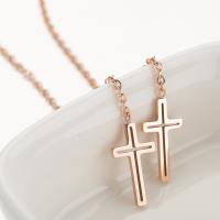 304 Stainless Steel Thread Through Earrings Cross Vacuum Ion Plating fashion jewelry & for woman Sold By Pair