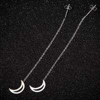 304 Stainless Steel Thread Through Earrings Moon Vacuum Ion Plating fashion jewelry & for woman Sold By Pair
