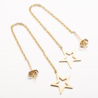 304 Stainless Steel Thread Through Earrings Star Vacuum Ion Plating fashion jewelry & for woman 15mm Sold By Pair