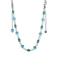 Titanstahl Halskette, mit Glasperlen, mit Verlängerungskettchen von 5cm, poliert, Modeschmuck & unisex & einstellbar, Länge:50 cm, verkauft von PC