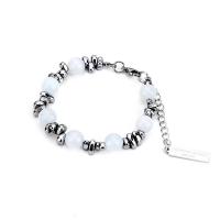 Cats Eye Bracelets, Titanium Steel, with Cats Eye & Hematite, with 5cm extender chain, polished, fashion jewelry & Unisex & adjustable, original color, Length:17 cm, Sold By PC