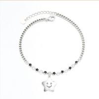 Sterling Silver Náramky, 925 Sterling Silver, Hvězda, lesklý, módní šperky & pro ženy, Původní barva, 190mm, Prodáno By PC