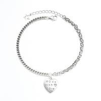 925 Sterling Silver Bangle Bracelet, Heart, polished, fashion jewelry & for woman, original color, 210mm, Sold By PC