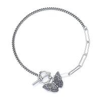 Sterling Silver Náramky, 925 Sterling Silver, Motýl, lesklý, módní šperky & pro ženy, Původní barva, 180mm, Prodáno By PC