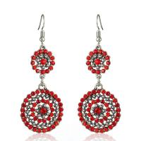 Rhinestone Earring Zinc Alloy Flower plated for woman & with rhinestone & hollow nickel lead & cadmium free Sold By Pair