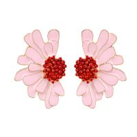 Zinc Alloy Stud Earring Flower gold color plated for woman & enamel nickel lead & cadmium free Sold By Pair