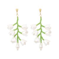 Harz Ohrring, mit Seedbead & Kunststoff Perlen, Blume, Koreanischen Stil & für Frau, keine, 30x66mm, verkauft von Paar