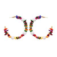 Resin Earring with Plastic Pearl & Zinc Alloy Geometrical Pattern Bohemian style & for woman multi-colored Sold By Pair