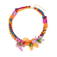 Acrylic Necklace, with Polyester Cord, Flower, fashion jewelry & for woman, 60mm, Length:Approx 15.7 Inch, Sold By PC