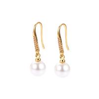 South Sea Shell Earring, Brass, with Shell Pearl, plated, different styles for choice & micro pave cubic zirconia & for woman, more colors for choice, 17.30mm, 3Pairs/Lot, Sold By Lot