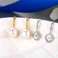 Freshwater Pearl Earrings, Brass, with Freshwater Pearl, Rabbit, plated, different styles for choice & for woman, more colors for choice, 16.40x6.50mm, 3Pairs/Lot, Sold By Lot