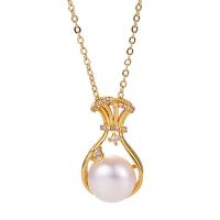 Freshwater Pearl Pendants, Brass, with Freshwater Pearl, plated, different styles for choice & micro pave cubic zirconia & for woman, more colors for choice, 25x14.20mm, 3PCs/Lot, Sold By Lot