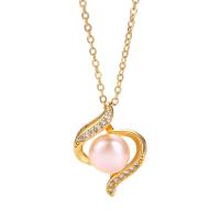 Freshwater Pearl Pendants Brass with Freshwater Pearl plated & micro pave cubic zirconia & for woman Sold By Lot