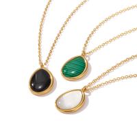 Stainless Steel Jewelry Necklace 304 Stainless Steel with Gemstone with 5cm extender chain Vacuum Plating fashion jewelry & for woman Length 41 cm Sold By PC