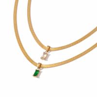 Edelstahl Schmuck Halskette, 304 Edelstahl, mit Verlängerungskettchen von 5.5cm, Modeschmuck & Micro pave Zirkonia & für Frau, keine, 3.68x6.10mm, Länge:41 cm, verkauft von PC