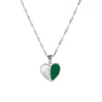 Stainless Steel Jewelry Necklace, 304 Stainless Steel, with 5.5cm extender chain, Heart, Vacuum Plating, fashion jewelry & for woman & enamel, two different colored, 15.77x20.67mm, Length:41.5 cm, Sold By PC