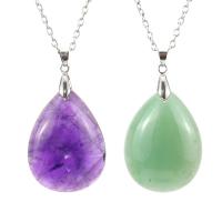 Natural Gemstone Necklace Natural Stone Teardrop fashion jewelry & for woman Length Approx 51 cm Sold By PC