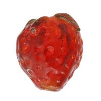 Perles murano faites à la main , chalumeau, fraise, DIY, rouge, 13.50x14x13mm, Trou:Environ 2mm, Vendu par PC