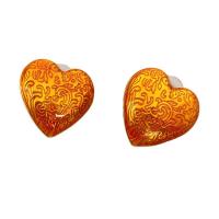Brass Stud Earring Heart 18K gold plated for woman & enamel nickel lead & cadmium free Sold By Pair